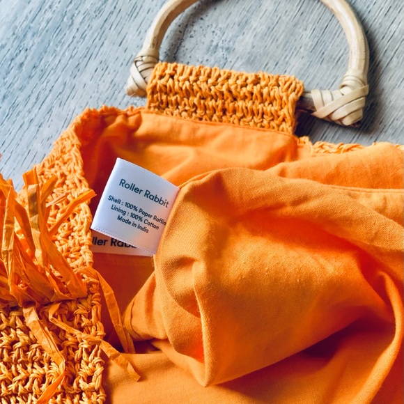 NWT❤️ Roller Rabbit Orange Fringe Tote Bag OS - Picture 4 of 10